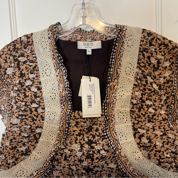 Sea New York Brown and Cream Dress with Lace Detail - Picture 6 of 12